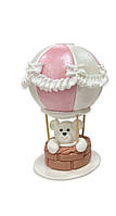 Сахарный декор для украшения торта набор Мишка на воздушном шаре розовый, фигурки из мастики для декора торта