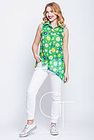 Летняя женская шифоновая блузка с цветами