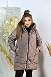 Жіноча куртка подовжена зимова з плащової тканини на силіконі 250 розміри батал, фото 7