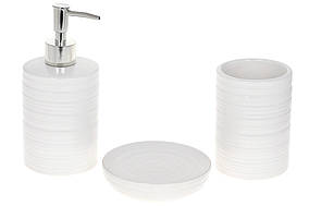 Набір для ванної (3 предмети): дозатор 390мл, склянка для зубних щіток 390мл, мильниця, колір - білий ТОВАР ВІД ВИРОБНИКА