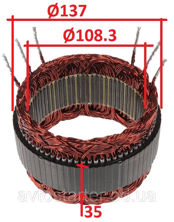 Статорна обмотка генератора BMW 525 530 535 550 650 730 740 750 ActiveHybrid X5 X6 CITROEN C4 C5 C6 MERCEDES, фото 1
