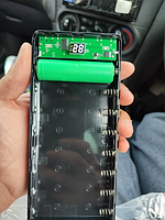 Powerbank 2 USB 8x18650 IN: Type-C+Micro USB / Корпус Повербанка с фонариком черный без батарей