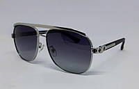 Chrome Hearts стильные мужские солнцезащитные очки темно серый градиент в серебристом металле поляризированые