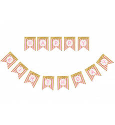 Паперова гірлянда "HB Pink" довжина - 3 м, особливість кольору - золоті блискітки