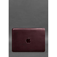 Кожаный чехол для MacBook 13 дюйм Бордовый Crazy Horse