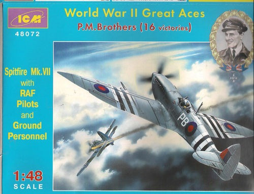 Пластикова модель 1/48 ICM 48072 Британський винищувач Spitfire Mk.VII великого аса : P.M. Brothers, фото 1