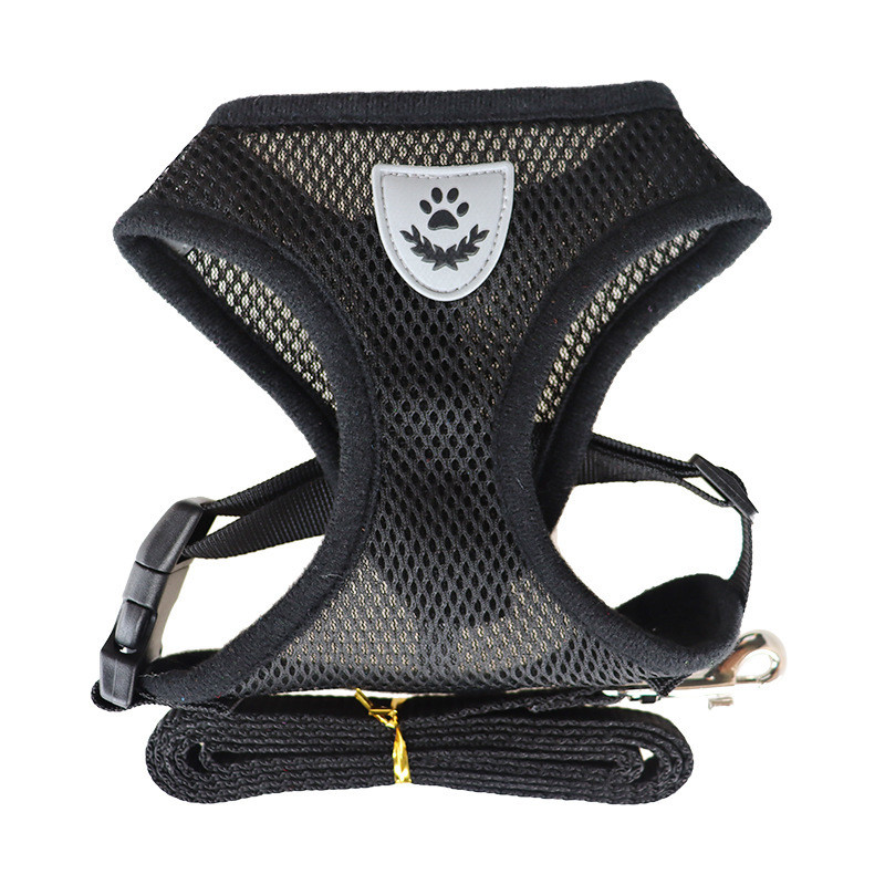 Шлейка для собак з повідцем Pet Style "Сітка" Чорна S