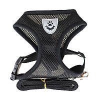 Шлейка для котів з повідцем Pet Style "Сітка" Чорна S