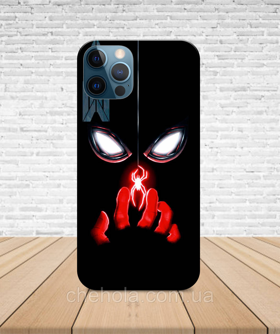 Матовий Чохол iPhone 14 PLUS Людина павук чорний з принтом