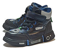 Детские демисезонные ботинки для мальчика утепленные на флисе Clibee 602 синие. Размеры 27-29 28-17.5cм