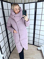 Зимнее женское пальто большой размер цвет пудра ( размер 50,52,54,56)