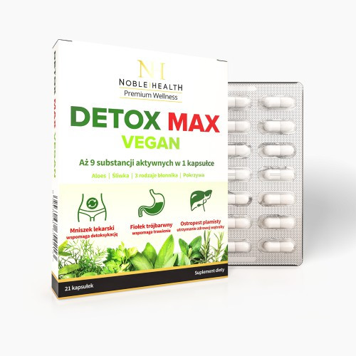 Noble Health Detox Max з алое, сливою, кульбабою, розторопшею, клітковиною, кропивою, фіалкою, 21 капс на 7 днів