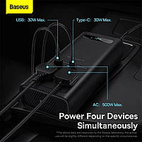 Інвертор Baseus Super Si Power Black 500W 220V CGNB000101 чистий синус для котла, фото 5