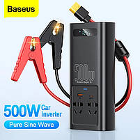 Інвертор Baseus Super Si Power Black 500W 220V CGNB000101 чистий синус для котла, фото 8
