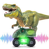 2 Pack Pull Back Машинки-динозаври зі звуковою світлодіодною підсвіткою, фото 3