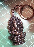 Брелок на ключи обьемный металл 6 см!цвет под бронзу слон будда Ганеша бог мудрости и ФИНАНСОВОЕ благополучия