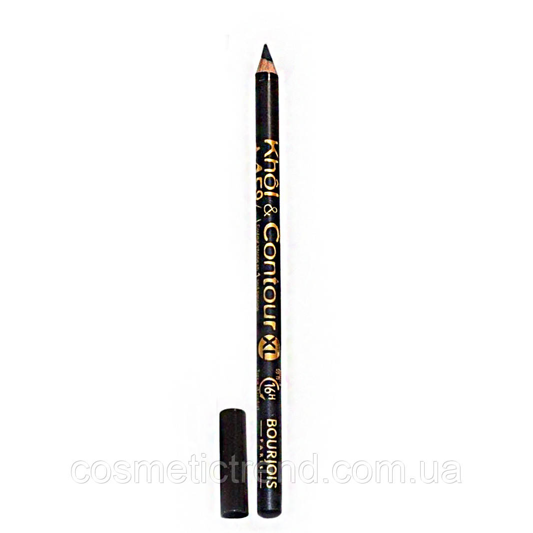 Карандаш контурный для глаз деревянный Bourjois KHOL&CONTOUR XL eye pencil 16 H Ultra XLBlack ультра черный - фото 1 - id-p1737525455