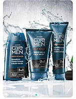 Мужской набор для бритья Avon care men deep power (шампунь-кондиционер-гель, гель до и гель после бритья}