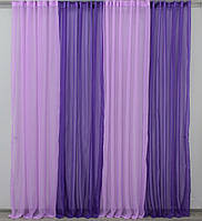 Декоративная гардина с шифона. Цвет фиолетовый с сиреневым 012дк ширина 5м.