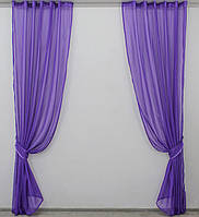 Комплект декоративных штор с шифона. Цвет фиолетовый. Код 006дк (н118) 2 (2шт. 2х2,7м.)