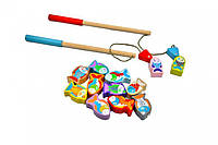 Деревянная игрушка Рыбалка 12 рыбок и 2 удочки Cubika