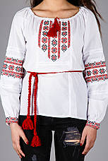 Жіноча вишита сорочка з червоним візерунком вишита хрестиком, фото 2