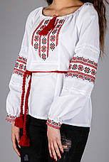 Жіноча вишита сорочка з червоним візерунком вишита хрестиком, фото 3