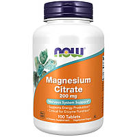 Витамины и минералы NOW Magnesium Citrate 200 mg, 100 таблеток