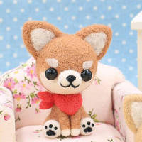 Набір для валяння цуценя у червоній хустці + шнурок для мобільного телефона + інструменти