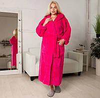 Батальний Махровий халат жіночий довгий з капюшоном 50-66р, доставка по Україні