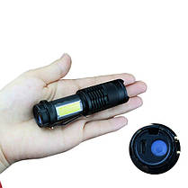 Ліхтар ручний X-Balog BL-525 COB універсальний із зарядкою USB, з фокусуванням, з кліпсою, фото 6