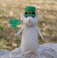 Набір для валяння Мишеня з конюшиною + інструменти