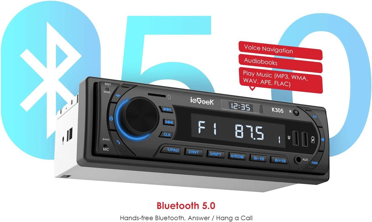 Автомобильная стереосистема и часы, 4X60 Вт FM-радио USB / AUX in / MP3/ WMA / WAV / SD / AM MP3-плеер ieGeek - фото 3 - id-p1737628119