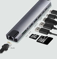 USB Хаб для макбука, телефона DP Type C 4k HDMI + PD + USB C + 2 USB 3.0/3.1 + DS/TF + RJ45 LAN