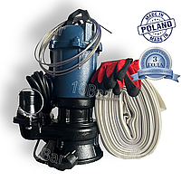 Фекальний насос GRANDWATER 2.5 кВт з ножем + шланг 20 м, металевий трос, зажими, хомут, рукавиці (комплект)