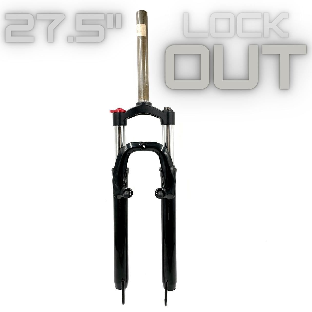 Вилка амортизаційна 27.5" з алюмінієвою коронкою 1.1/8" Lock Out