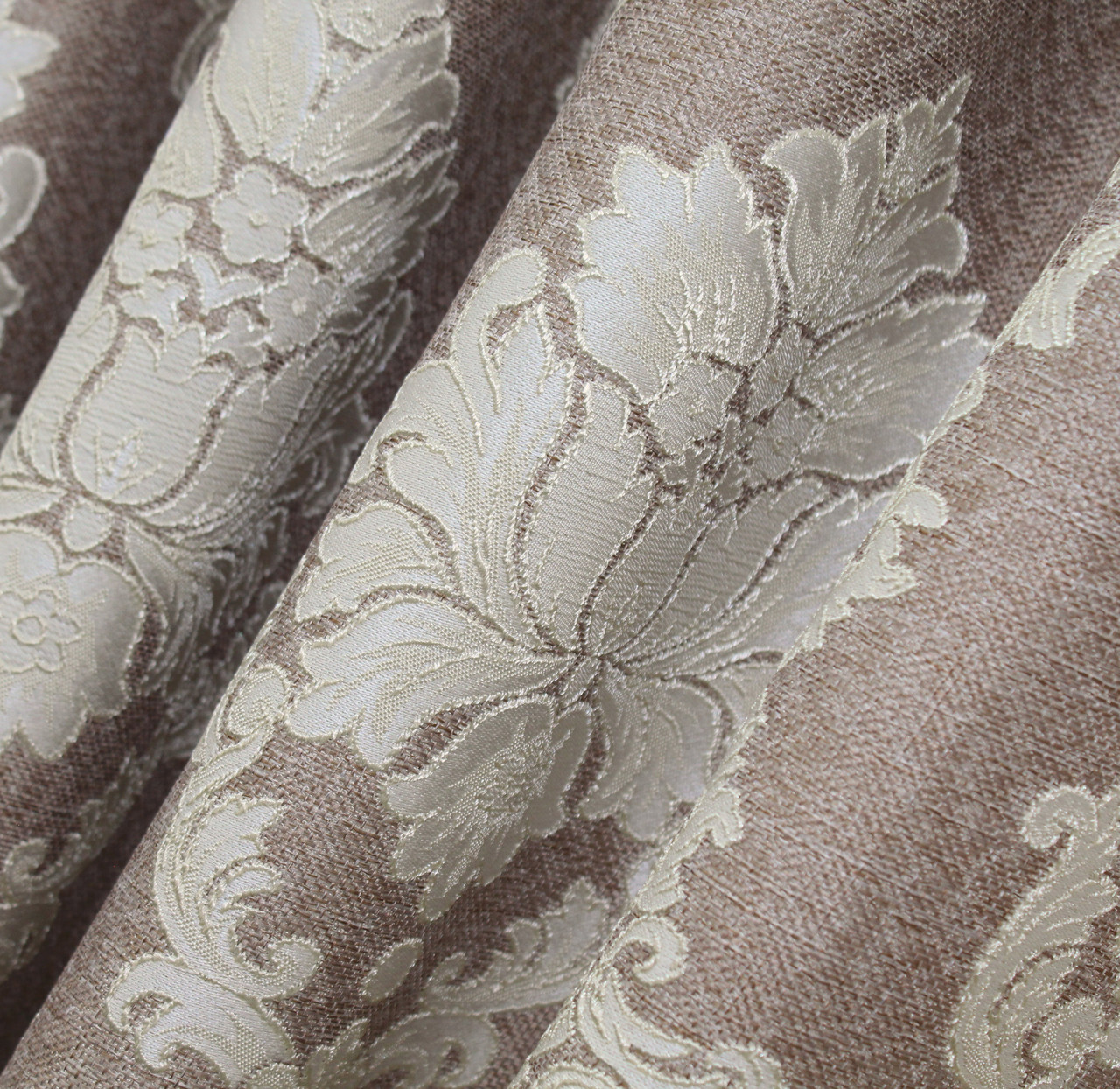 Шторна тканина з льону, колекції "Корона". Висота 2,7м. Колір пудровий з кремовим візерунком. Код 1075ш, фото 1