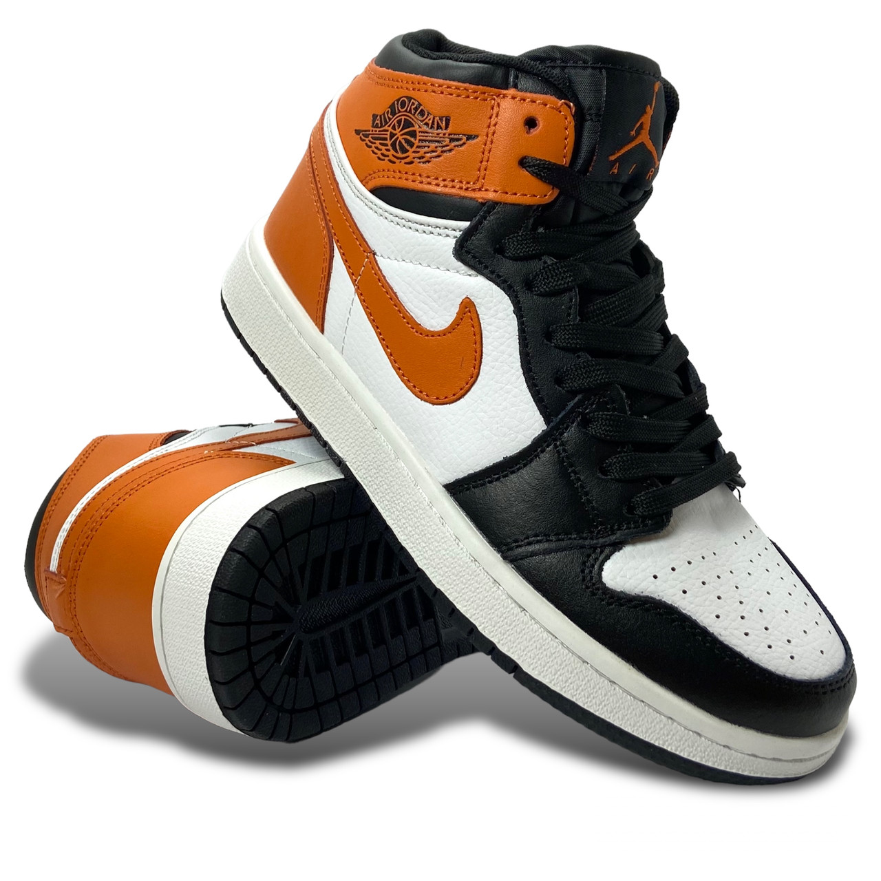 Кросівки підліткові весняні Nike Air Jordan 1 шкіряні зі шнурівкою високі оранжеві демі осінь/весна