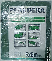 Тент брезент тарпаулін універсальний PLANDEKA MOCNA 5*8 метра сірий, зелений щільність 110г/м2, армований