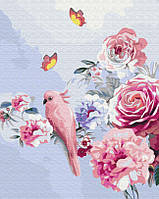Картина по номерам Попугай в цветах (BS33352) 40 х 50 см (Без коробки)