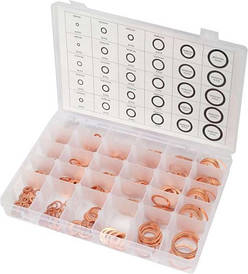 Шайби мідні різних розмірів YATO, Ø = 4/8 — 30/36 мм, наб. 580 шт.