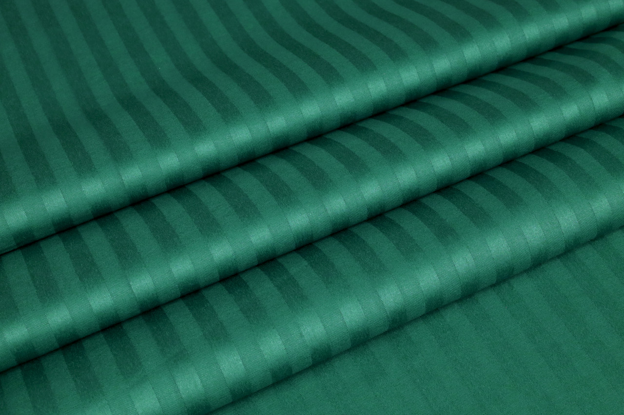 Готельний СТРАЙП-сатин (1,2 см) Смарагдовий 100% бавовна (залишок 1.20 мп)