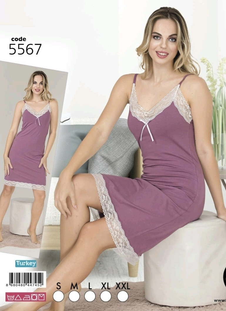 Нічна сорочка на брителях з мереживом, фото 1