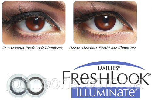 Лінзи FreshLook Illuminate Jet Black (10 штук в упаковці) | Одноденні контактні лінзи з чорним обідком для виразного ока, фото 1