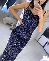 Сяюча жіноча сукня Shine з паєтки на шовковому підкладі Smf7831, фото 4