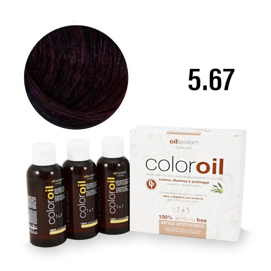 Color Oil Фарба для волосся безаміачна 5.67 Світлий каштановий червоно-фіолетовий