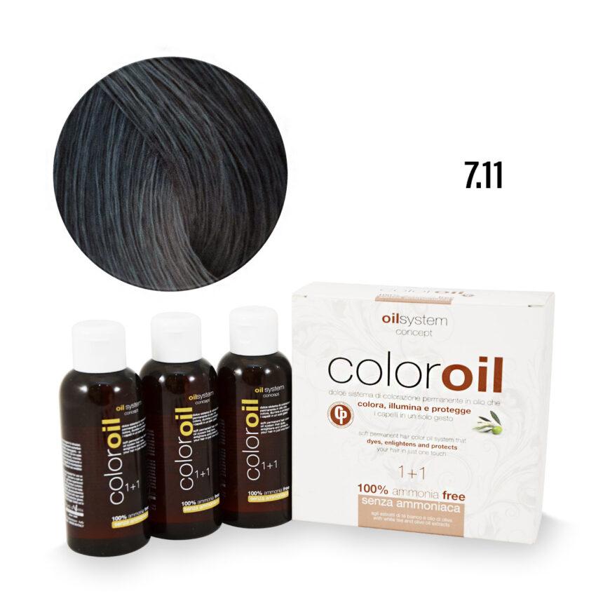 Color Oil Фарба для волосся безаміачна 7.11 Інтенсивно-попелястий блондин