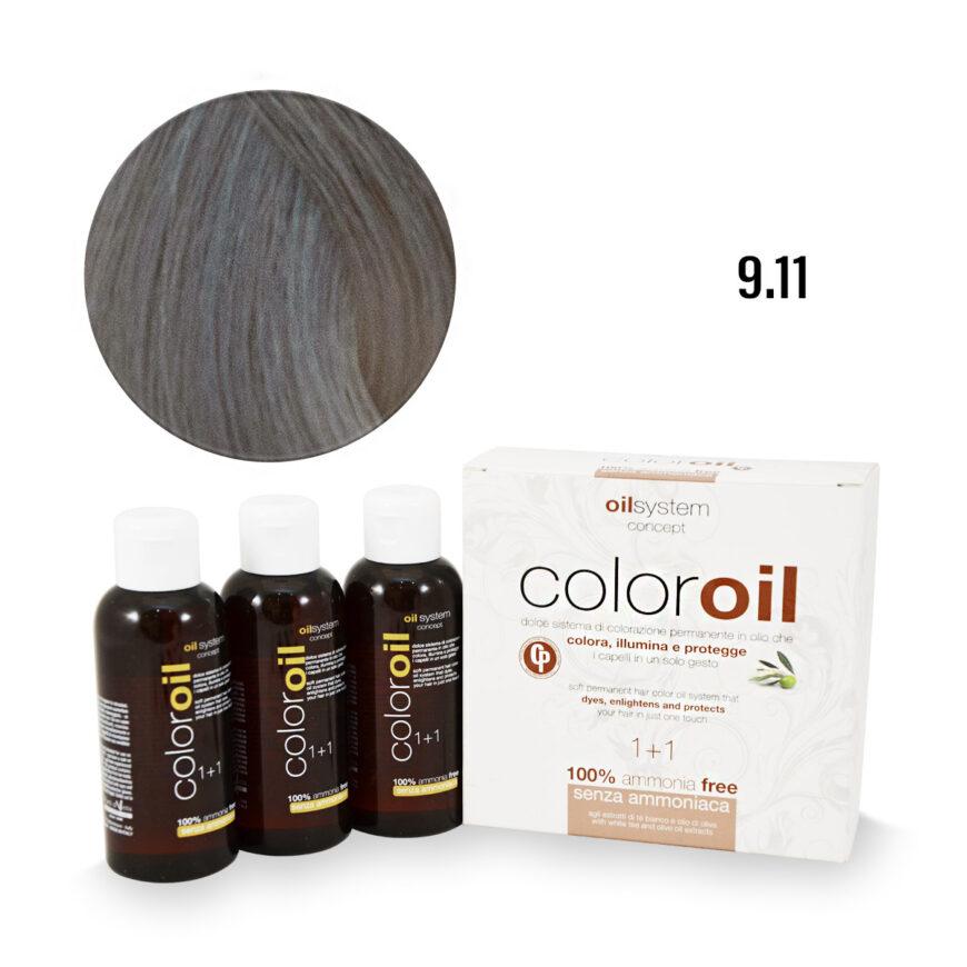 Color Oil Фарба для волосся безаміачна 9.11 Інтенсивно-попелястий дуже світлий блондин