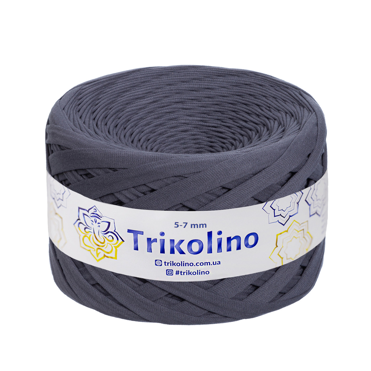 Трикотажна пряжа Trikolino, 5-7 мм., 100 м., Антрацит, нитки для в'язання