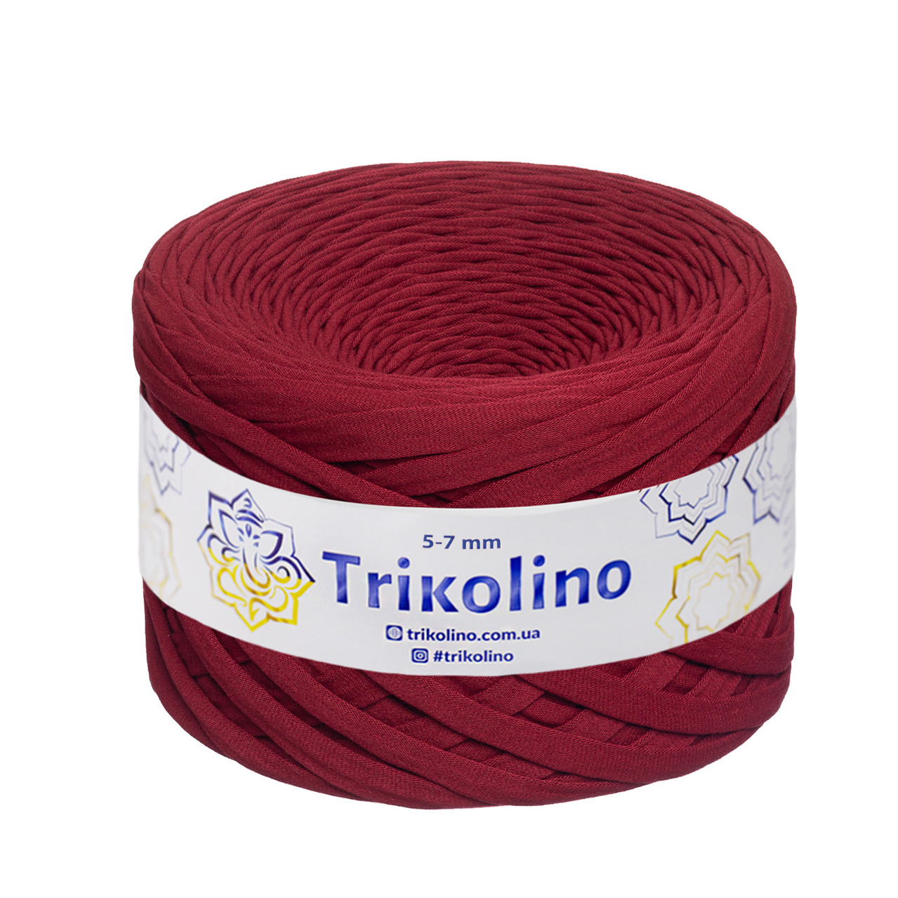 Трикотажна пряжа Trikolino, 5-7 мм., 100 м., Бордо, нитки для в'язання